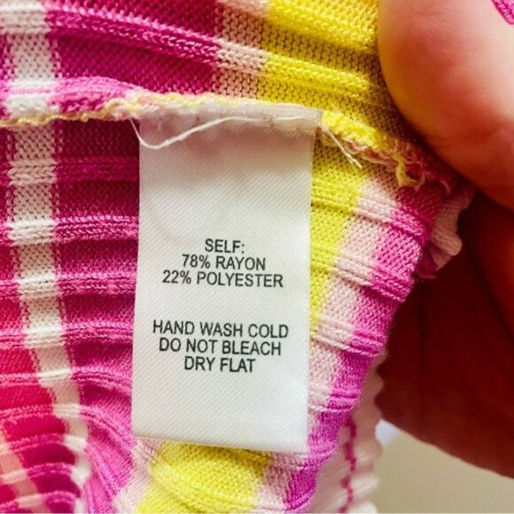 Lulu’s Striped Pink and Yellow Ribbed Bodycon Dress XS - Picture 4 of 6